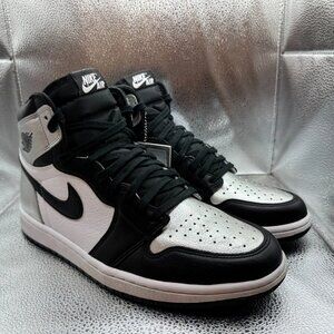 Size 12 Air Jordan 1 High OG Womens Black White Silver Toe‎ Sneaker CD0461-001